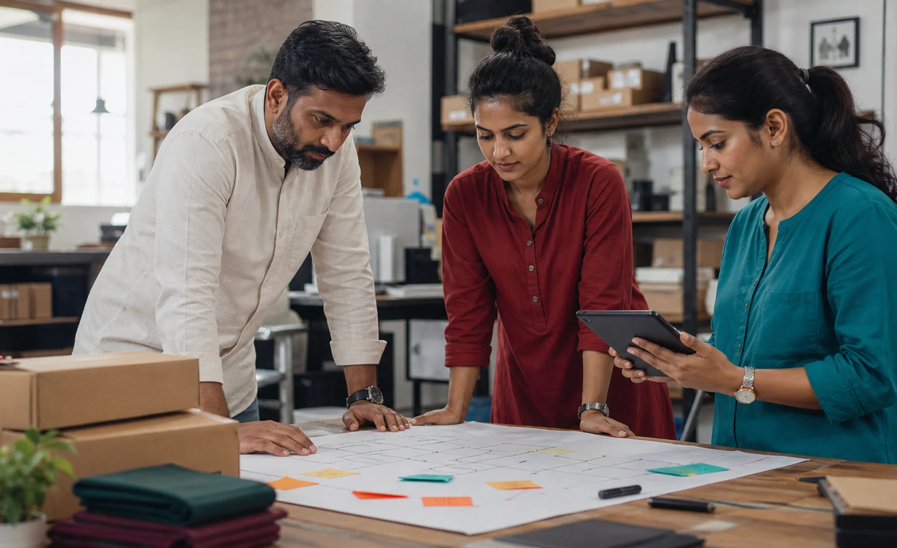 Business operations team tracing customer and workflow handoffs