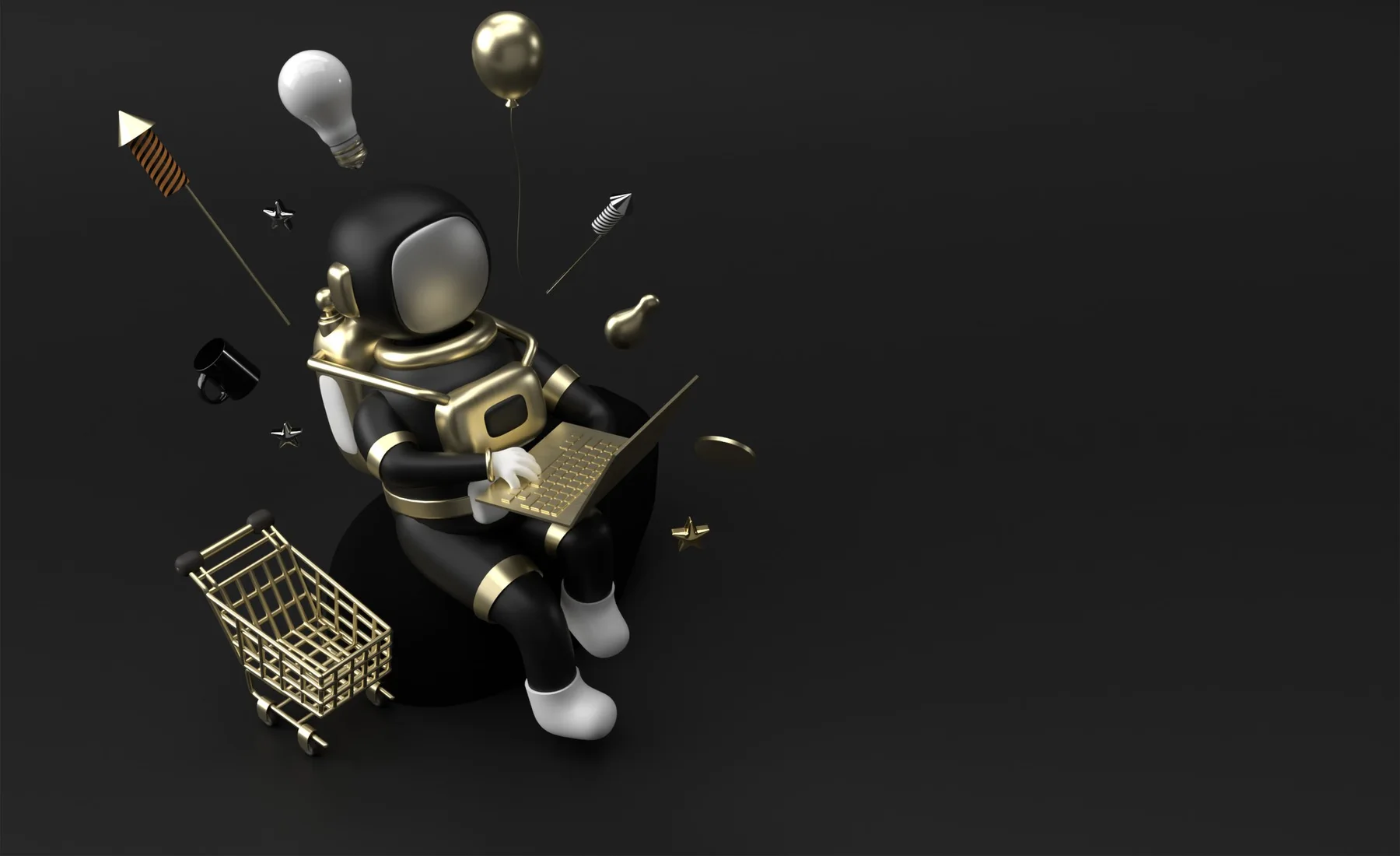 A futuristic operator building and launching ideas with digital tools